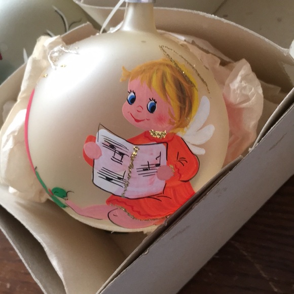 Vintage Hand/Mouth Blown Christmas Ornaments -Set of 4 - Bear, Elf, Angels - Picture 5 of 7